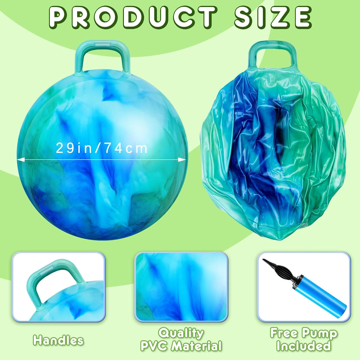 Lewtemi 2 Pcs 29 Inch Big Hopper Ball Jumping Hopping Inflatable Bouncing Bal...