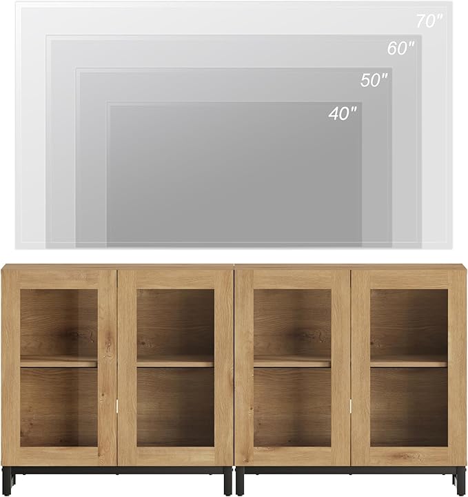 WAMPAT Modern TV Stand with Glass Doors - Image 7