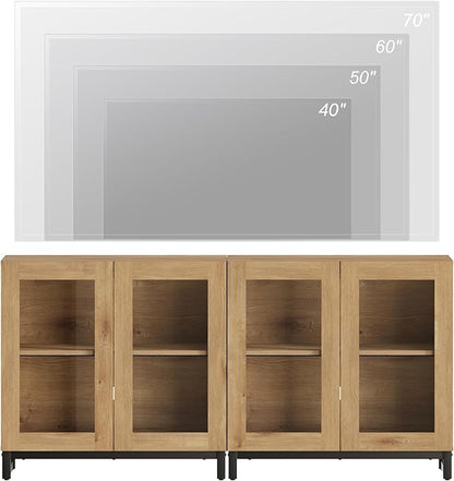 WAMPAT Modern TV Stand with Glass Doors - Image 7