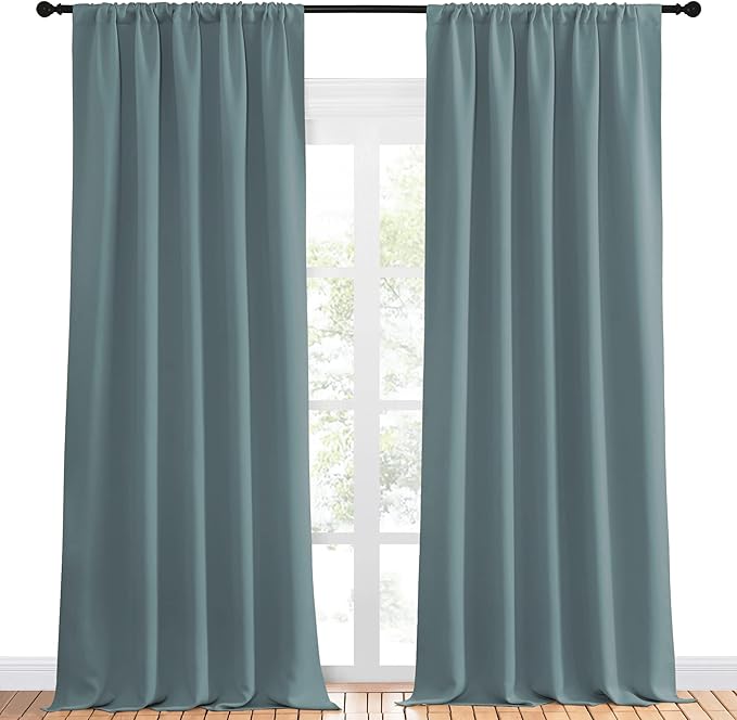 NICETOWN Greyish Blue Blackout Curtains Panels - Image 2
