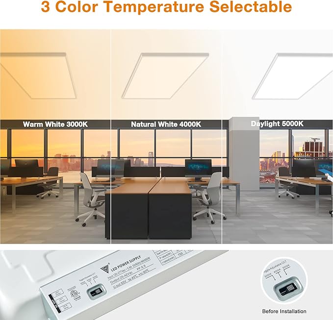 Mcacggo 2x4 FT LED Flat Panel Light Surface Mount 5000K-4000K-3000K Switchable - Image 3