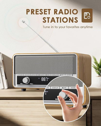 Vintage Wood AM FM Bluetooth Radio - Image 6