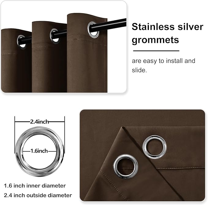 DWCN Brown Curtain 70 Inches Wide, Extra Wide Drapes - Image 4