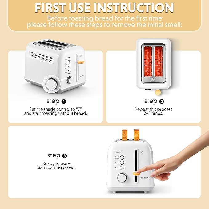 BUYDEEM DT620 2-Slice Toaster, Extra Wide Slots, Retro Stainless Steel - Image 5