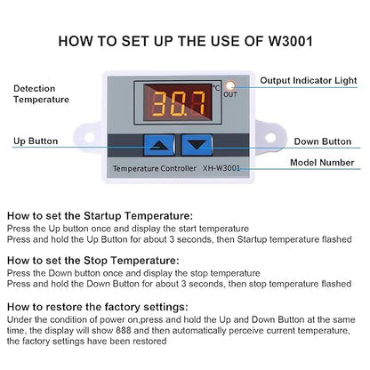 XH-W3001 Digital LED Temperature Controller Module Digital Thermostat Switch - Image 3
