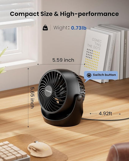 Gaiatop Desk Fan, 5-Inch Portable Electric Table Desktop Air Circulator Fans - Image 4