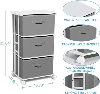 MAX Houser Dresser Tower with 3 Drawers, Fabric Dresser Drawer Organizer Unit - Image 3