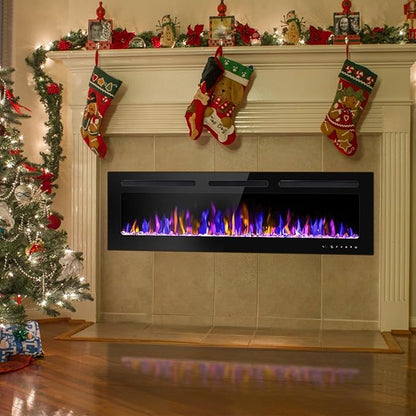 60" Electric Fireplace Wall Mounted and Recessed - Image 6
