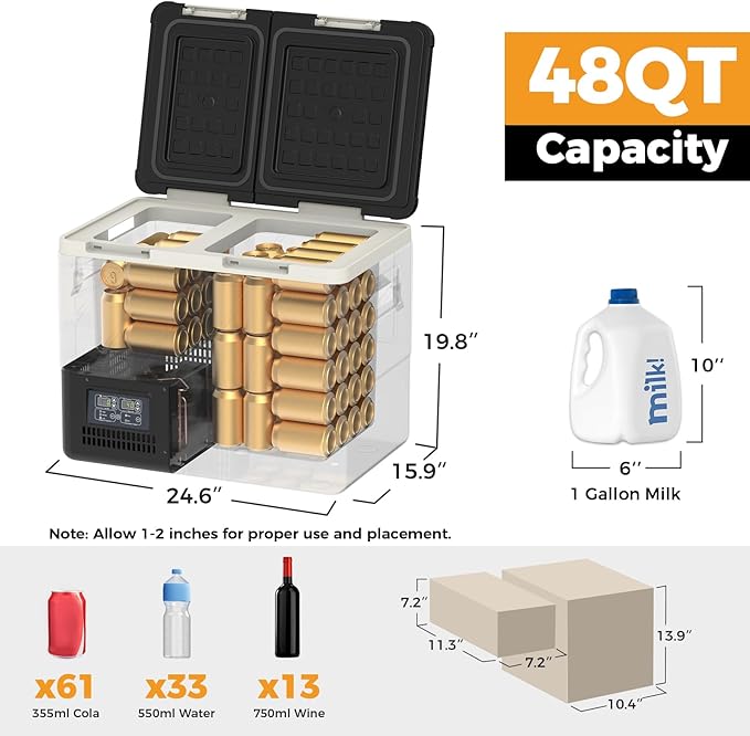 Setpower 12v Refrigerator with APP Control, 48QT Dual Zone 12V Fridge Freezer - Image 3