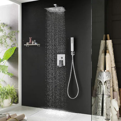 Iriber Chrome Shower System 10 Inch High Pressure Rainfall Shower Head and - Image 2
