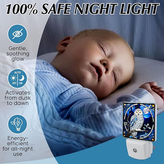 PODMemory Owl Stained Glass Night Lights Plug into Wall - Image 5