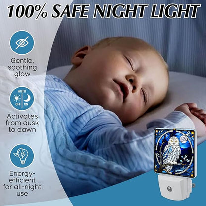 PODMemory Owl Stained Glass Night Lights Plug into Wall - Image 5