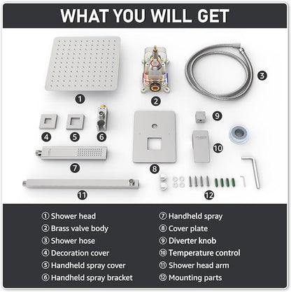 Iriber 12-Inch Rainfall Shower System - Image 7