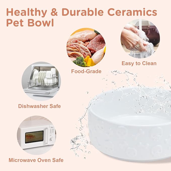 SPUNKYJUNKY Elevated Dog Bowls Ceramic, 5.1'' Dogs and Cat Food Water Bowls - Image 5