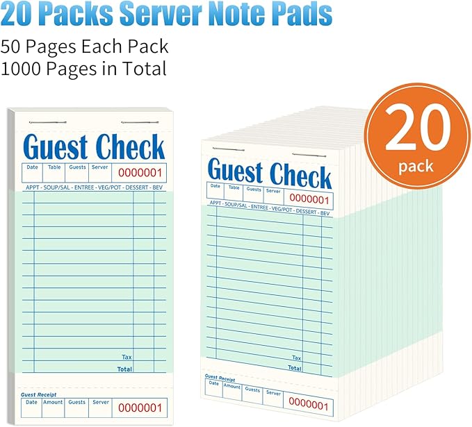 20 Pack/1000 Tickets Guest Checks Books - Image 2