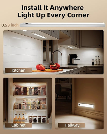 EZVALO 3 Pack Under Cabinet Lighting, 4000mAh Rechargeable Motion Sensor Light - Image 9