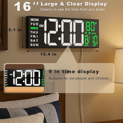 TrophyRak 16" Large Digital Wall Mount Clock, Count Down Timer, Big LED - Image 2