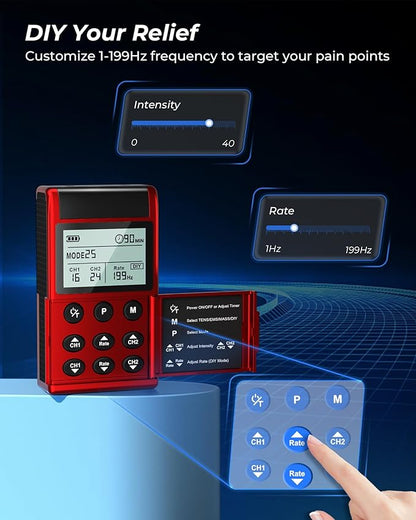 KingPavonini 4-IN-1 TENS Unit Muscle Stimulator, DIY & TENS & EMS & MASS - Image 3