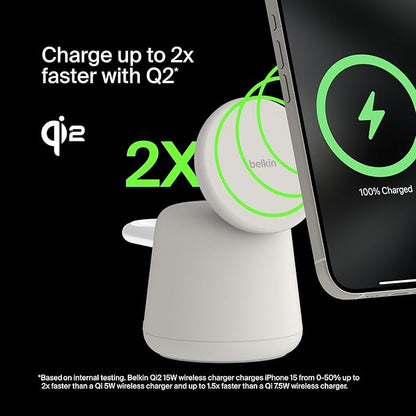 Belkin 2-in-1 Qi2 Wireless Charging Dock 15W Fast Charge iPhone Charger - Image 2