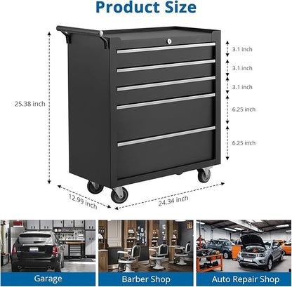 IDEALHOUSE Rolling Tool Chest, 5 Drawers Tool Storage Cabinet, Toolbox - Image 3