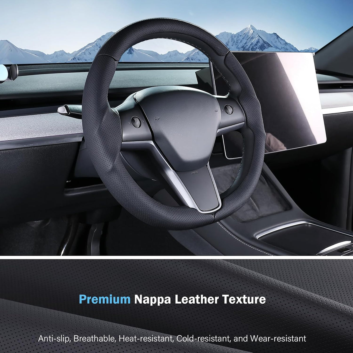Aimato Customized Car Steering Wheel Cover for Tesla Model 3/Y