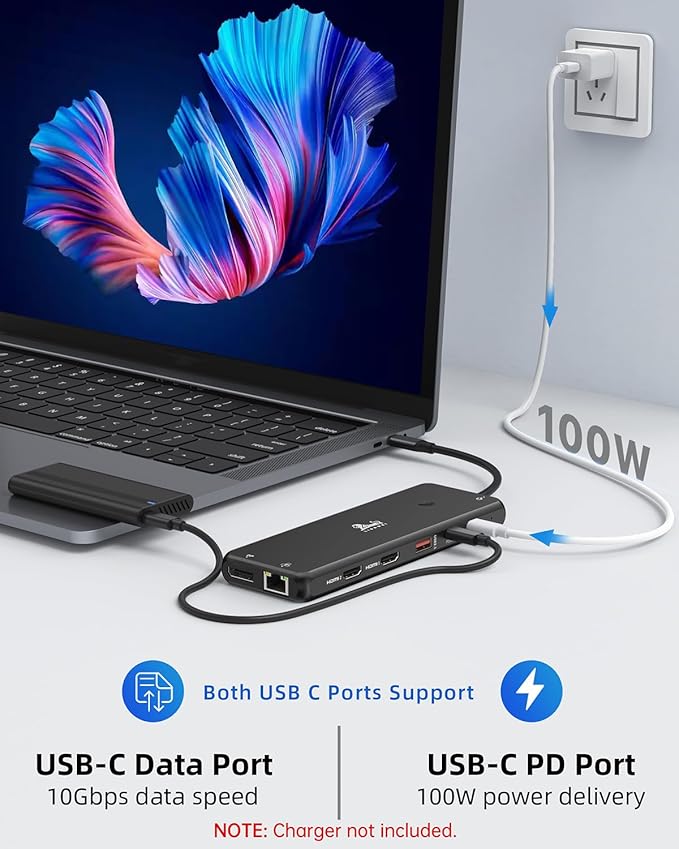 LIONWEI USB C Docking Station Dual Monitor 13 in 1 USB C Hub, Triple Display - Image 5