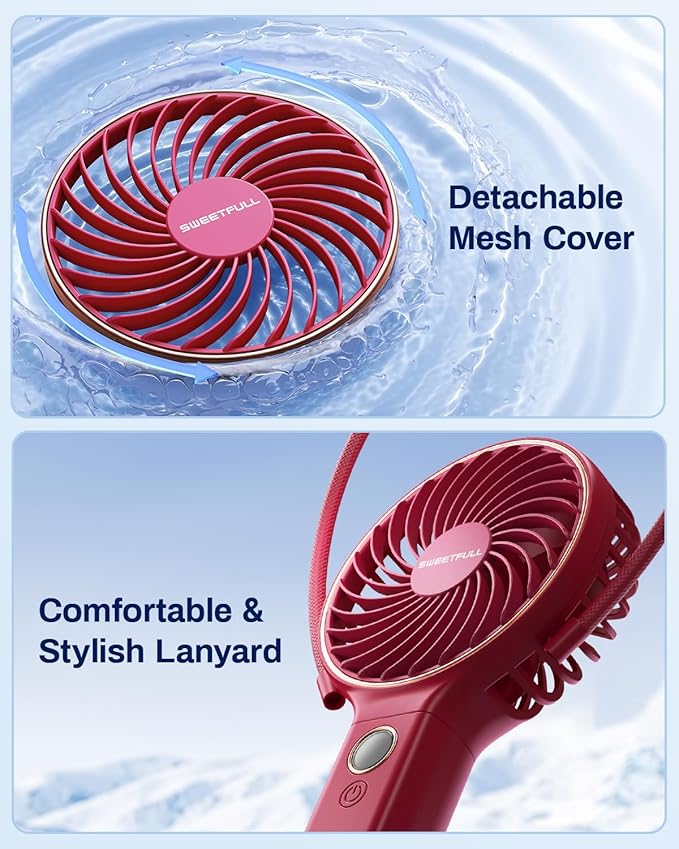 SWEETFULL Handheld Portable Fan, 5000mAh Rechargeable Battery, 6 Speed Wind - Image 8
