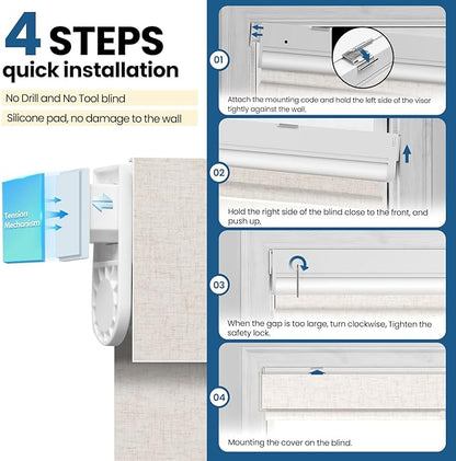 No Drill Motorized Blinds with Remote, Cordless Smart Electric Roller Shades - Image 5