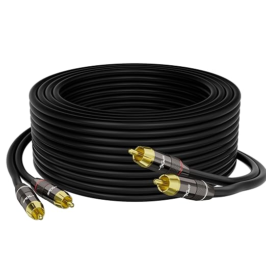RCA Cable 20 FT, 2RCA to 2RCA Stereo Audio Cable, 【Zinc Alloy Shells, by Mygatti