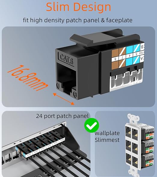 Rapink RJ45 Keystone Jack Cat6 10G Support, Keystone Jacks UTP 10 Pack - Image 2