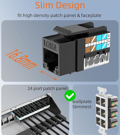 Rapink RJ45 Keystone Jack Cat6 10G Support, Cat6 Keystone Jacks UTP 50 Pack - Image 2