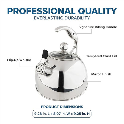 Viking 3-Ply Stainless Steel Tea Kettle, 2.6 Quart Stovetop Hot Water Pot - Image 5