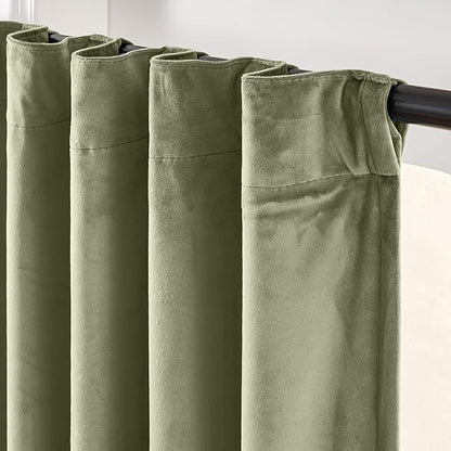 Lazzzy Green Velvet Blackout Curtains 90 Inches Long Thermal Insulated Room - Image 3
