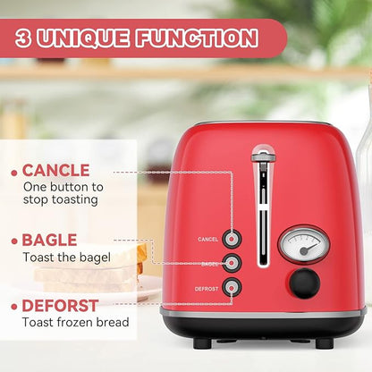 Toaster 2 slice, Retro Stainless Steel Toaster - Image 5