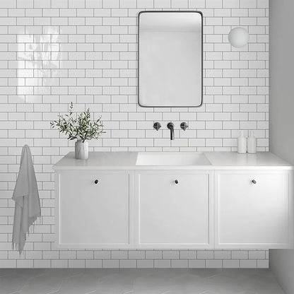Vamos Tile 100-Piece Glossy Pure White Peel and Stick Backsplash Tile, Stick on - Image 5