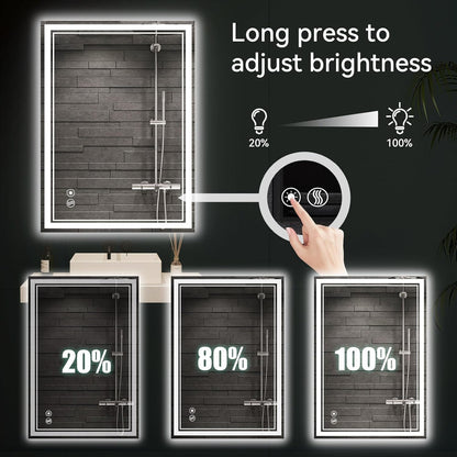 28 x 36'' LED Mirror for Bathroom Anti-Fog Bathroom Mirror Dimmable 3 Colors Touch Sensor Bathroom Mirror with Lights Smart Vanity Mirror Switch/Plug in Wall Mounted Horizontal/Vertical