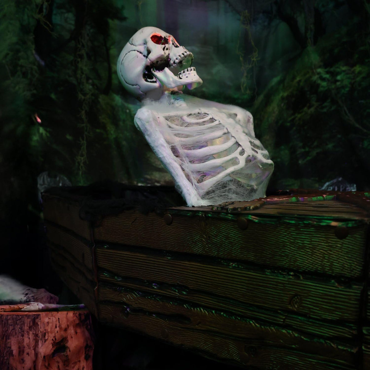 Haunted Hill Farm 5.2-Ft. Reaper in Coffin Halloween Animatronic