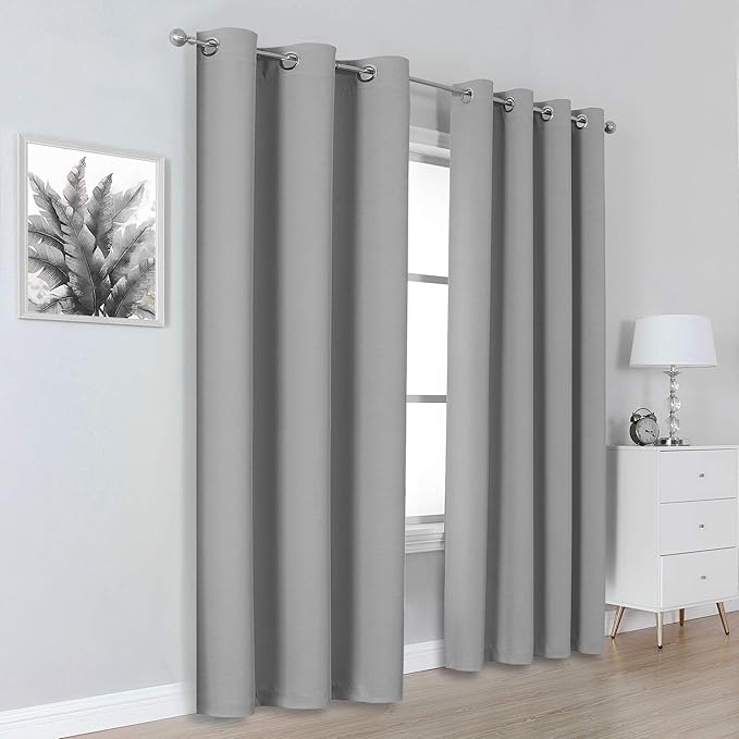 DUALIFE Ultimate Gray Blackout Curtain Panels/Drapes - Image 2