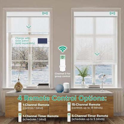 Kilonity Motorized Roller Shades, Light Filtering Remote Control Custom Window - Image 2