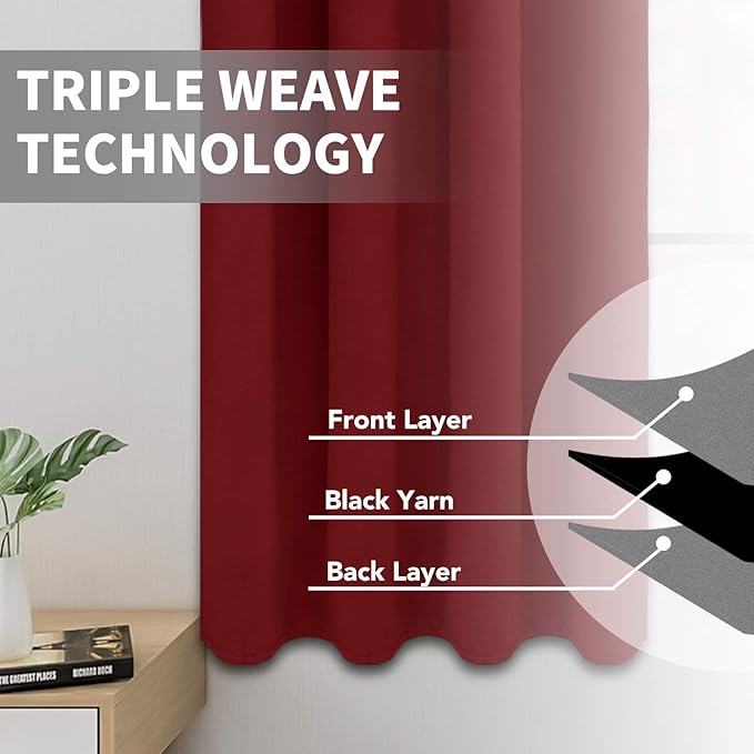 Easy-Going Blackout Curtains for Bedroom, Solid Thermal Insulated Grommet and - Image 3