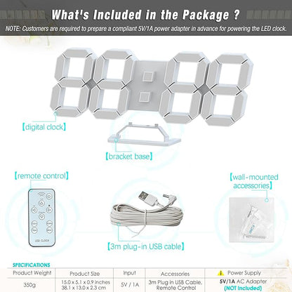 KOSUMOSU Wall Clock 15" 3D LED Digital Clock - Image 3