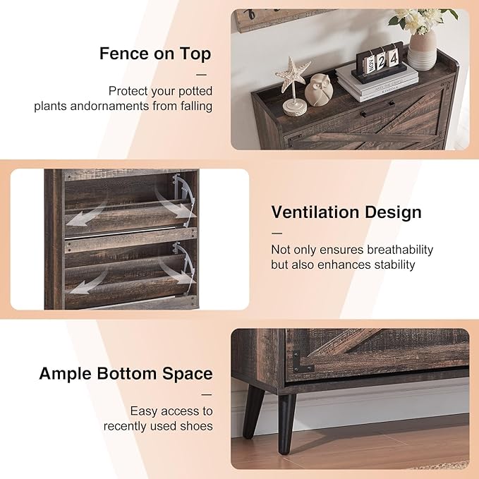 Shoe Storage Cabinet, Farmhouse Shoe Organizer - Image 6