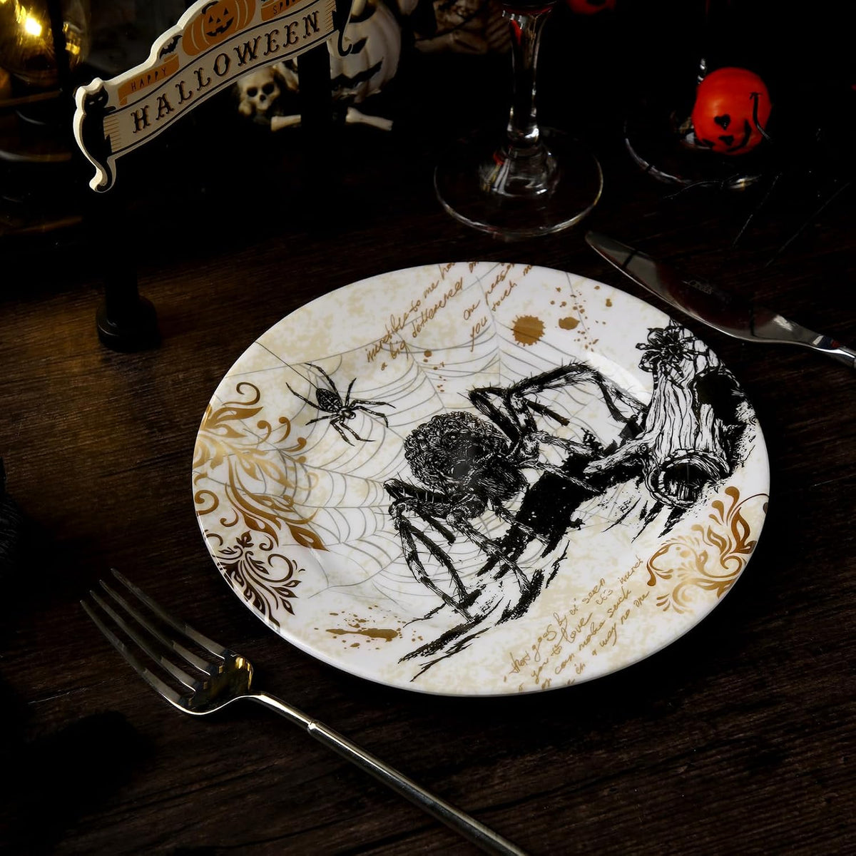 8 Pcs Halloween Dinnerware Set Halloween Plates Serving Dishes, Retro