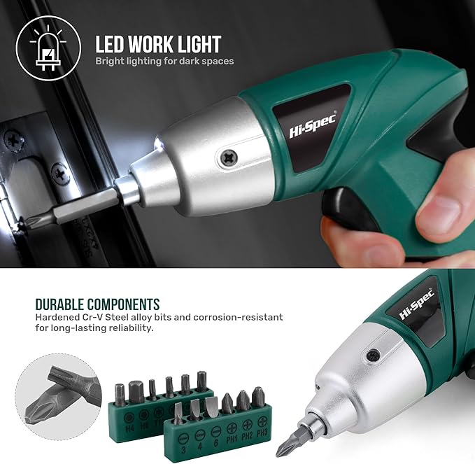 Hi-Spec 3.6V Cordless Electric Screwdriver Set - Image 4