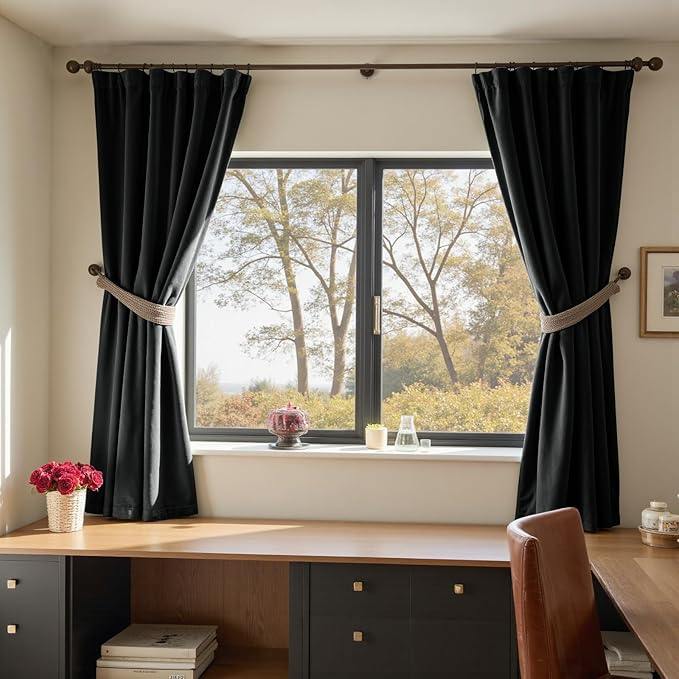 Lazzzy Velvet Blackout Curtains Thermal Insulated Room Window Drapes Super Soft - Image 5