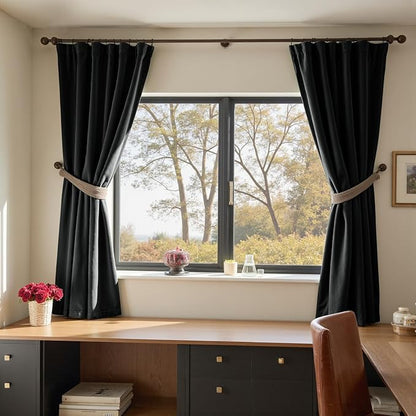 Lazzzy Velvet Blackout Curtains Thermal Insulated Room Window Drapes Super Soft - Image 5