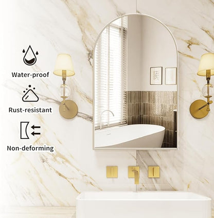 Bathroom Medicine Cabinet with Mirror Silver, Arched Wall Mounted Bathroom - Image 6