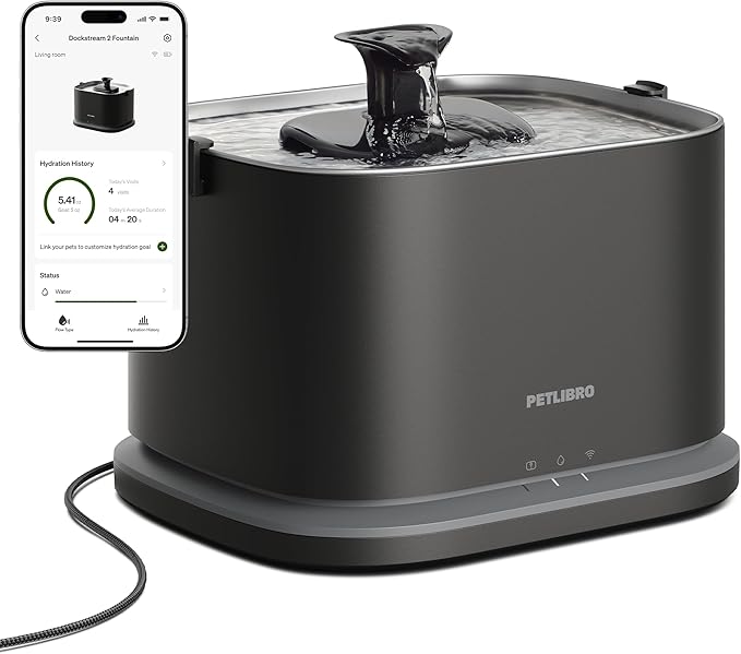 PETLIBRO Upgrade Cat Water Fountain Stainless Steel Tray, Dockstream 2 Cat by PETLIBRO