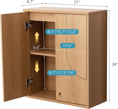 Arched Wood Medicine Cabinet for Bathroom-Mid Century Modern Wall Storage - Image 3
