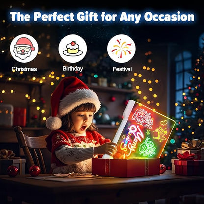 16-Inch Rechargeable Doodle Glow LED Note Board, 7-Color Light Modes, Neon Art - Image 2